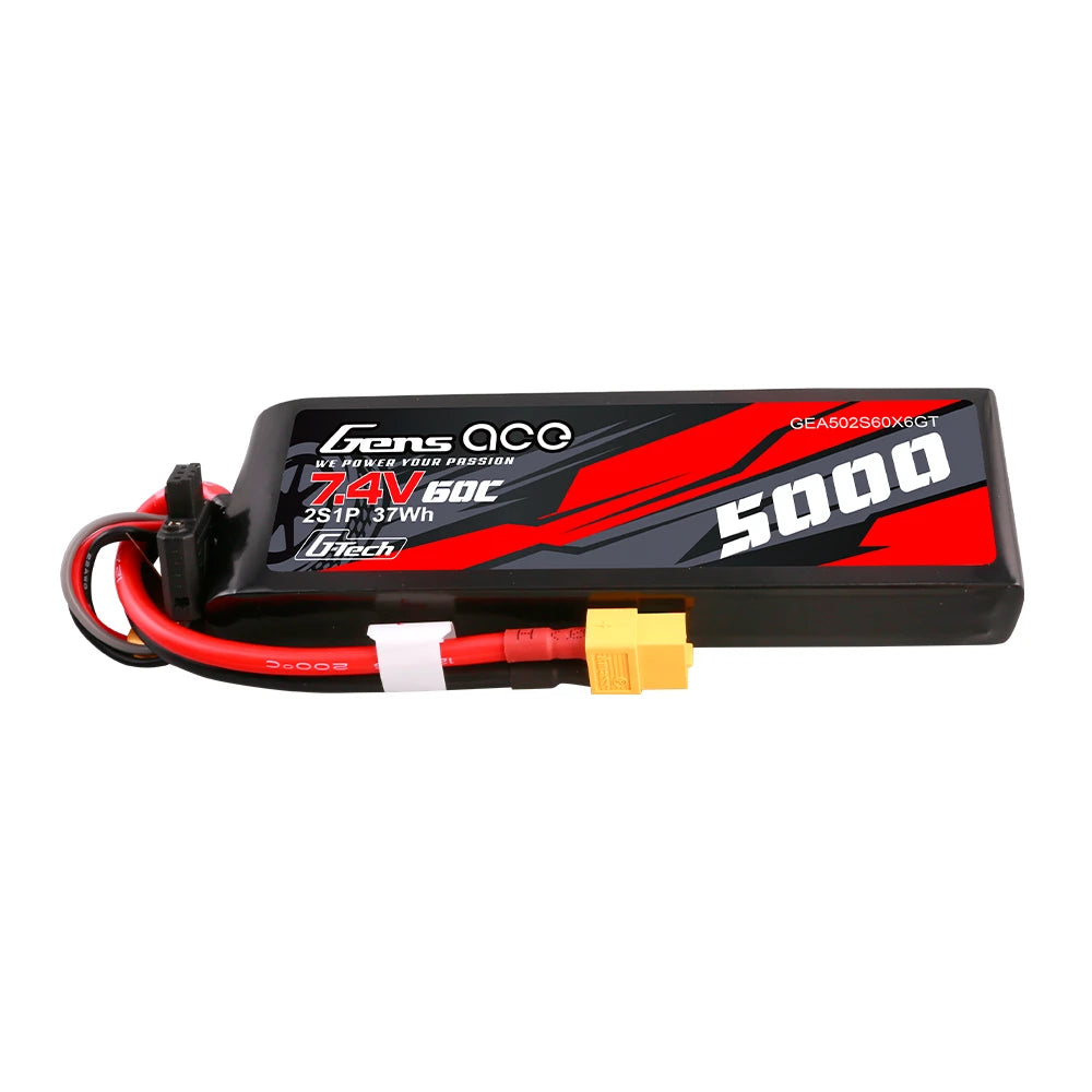 Gens ace 5000mAh 2S 60C 7.4V Short-Size Lipo Battery | XT60 Plug | Car Classic