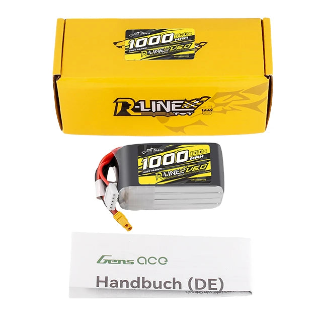 Tattu 1000mAh 4S 160C 14.8V Lipo Battery | XT30 Plug | R-Line 6.0