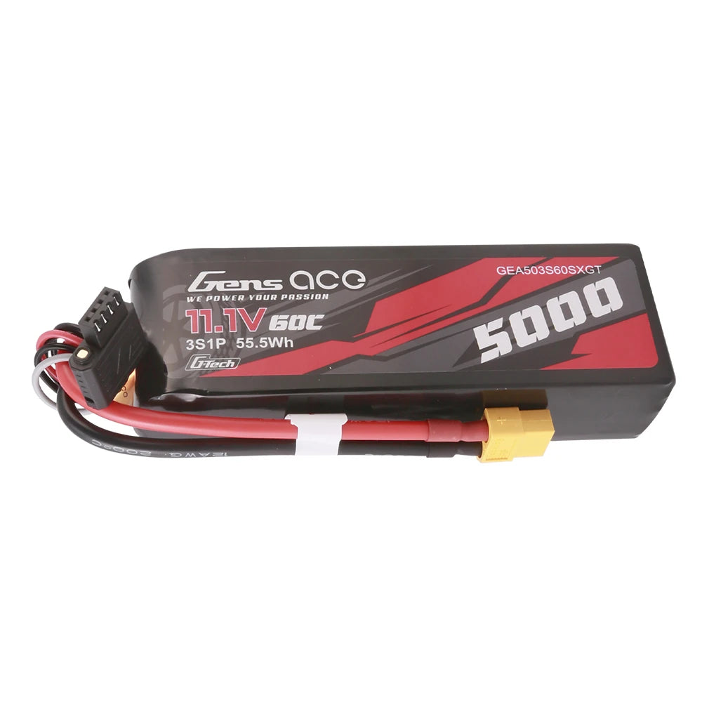 Gens ace 5000mAh 3S 60C 11.1V Short-Size Lipo Battery | XT60 Plug | Car Classic