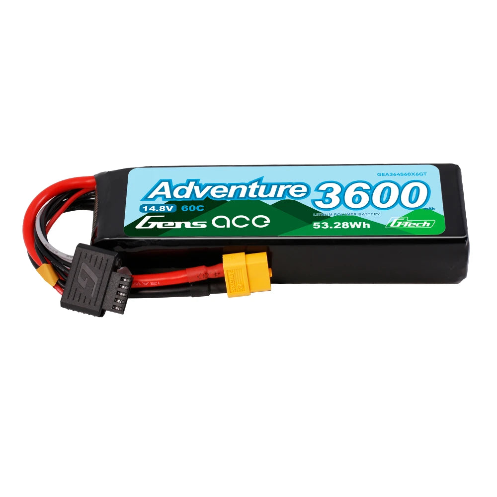 Gens ace 3600mAh 4S 60C 14.8V Lipo Battery | XT60 Plug | Adventure