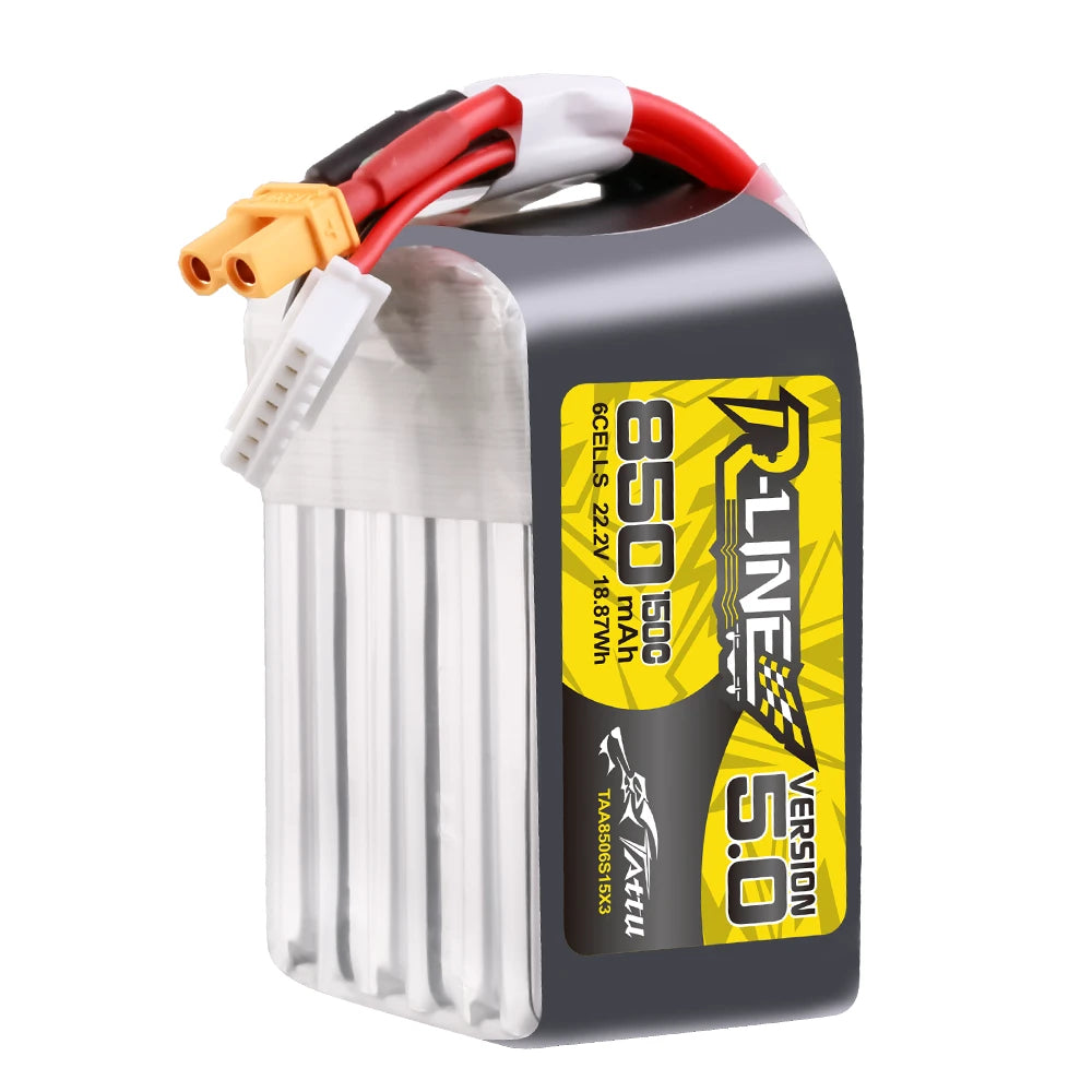 Tattu 850mAh 6S 150C 22.2V Lipo Battery | XT30U-F Plug | R-Line 5.0