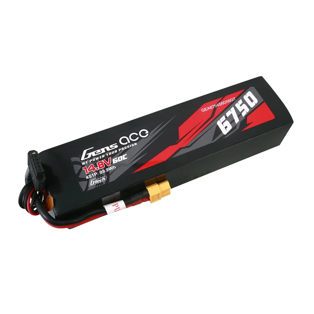 Gens ace 6750mAh 4S 60C 14.8V Lipo Battery | XT60 Plug | Car Classic