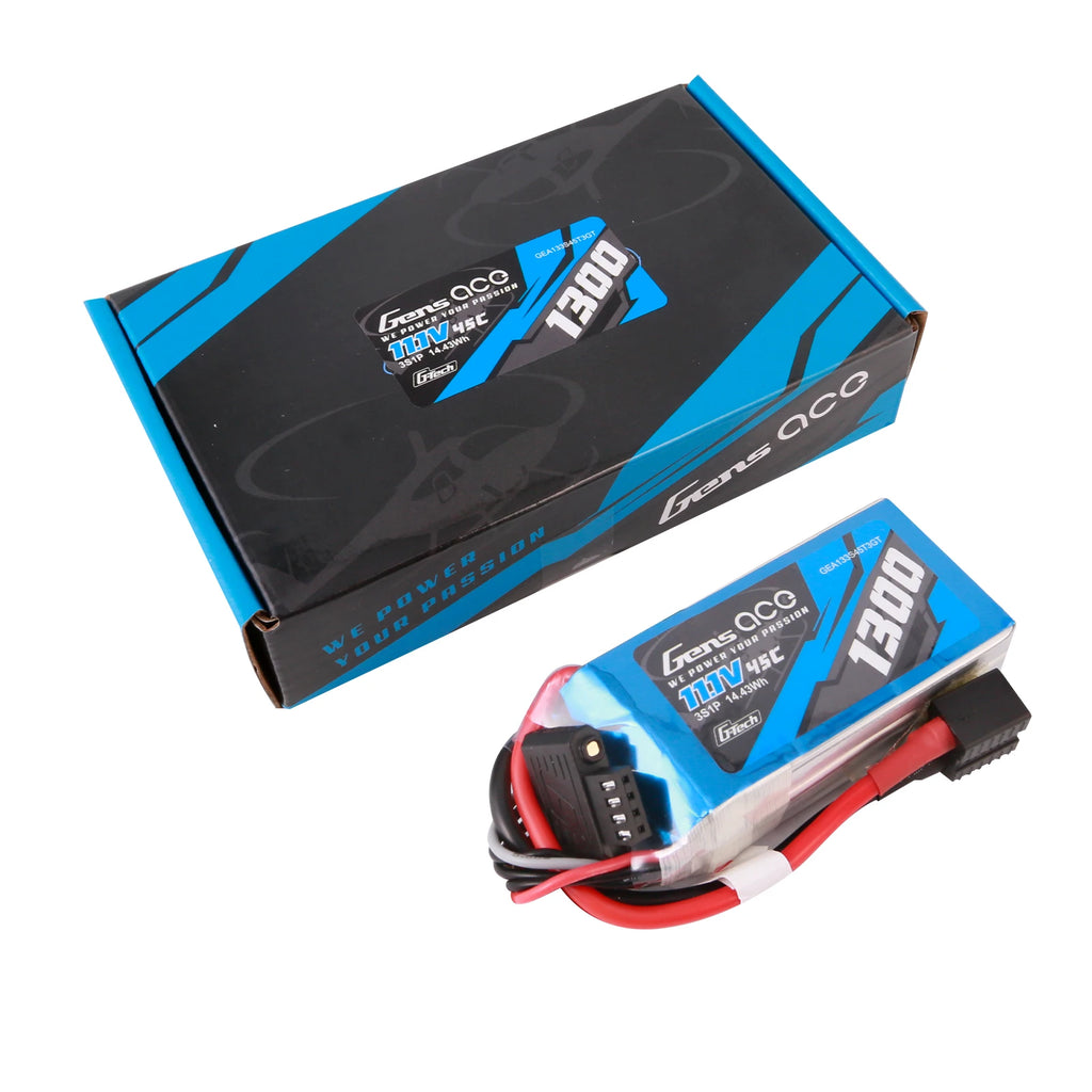 Gens ace 1300mAh 3S 45C 11.1V Lipo Battery | EC3+Deans | Air Classic