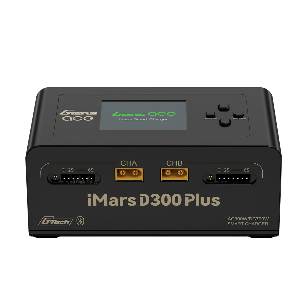 Gens ace iMars D300 Plus Smart Charger | AC 300W + DC 700W | 16A | 1-6S| 2-Channel | Black