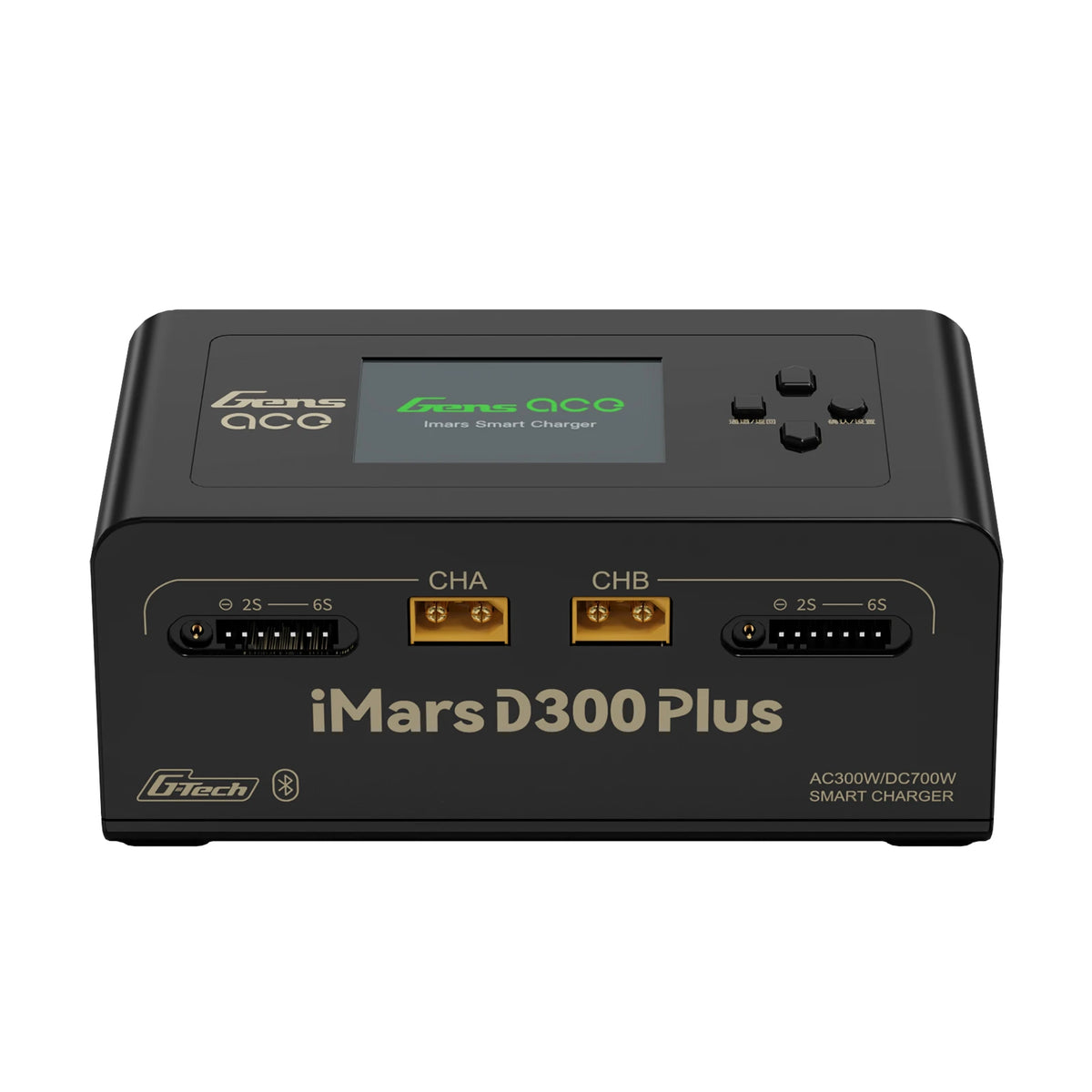 Gens ace iMars D300 Plus Smart Charger | AC 300W + DC 700W | 16A | 1-6S| 2-Channel | Black