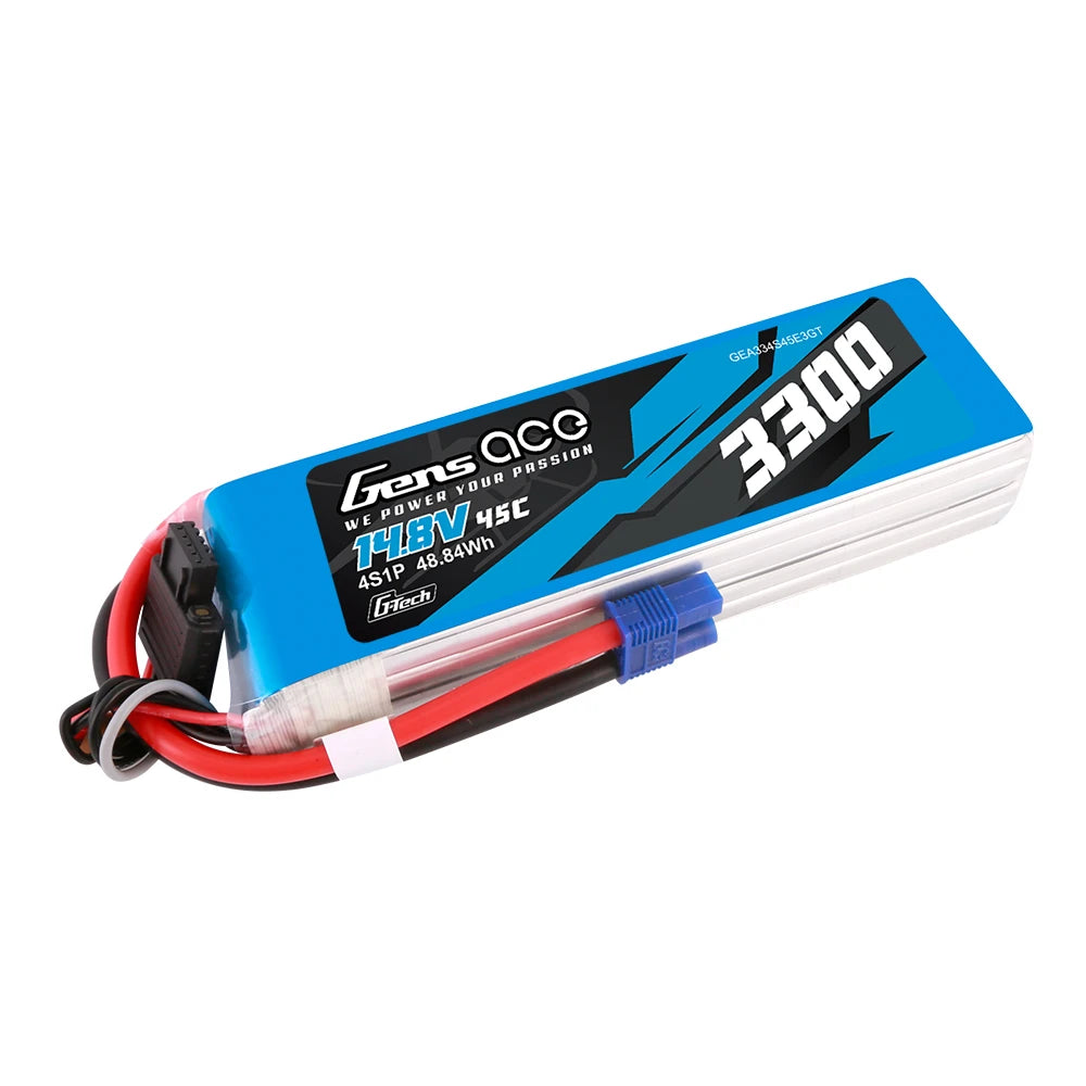 Gens ace 3300mAh 4S 45C 14.8V Lipo Battery | EC3 Plug | Air Classic