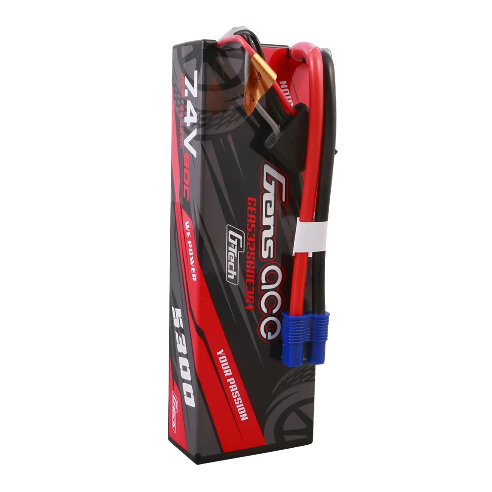 Gens ace 5300mAh 2S 60C 7.4V Lipo Battery | Hardcase | EC3 Plug | Car Classic
