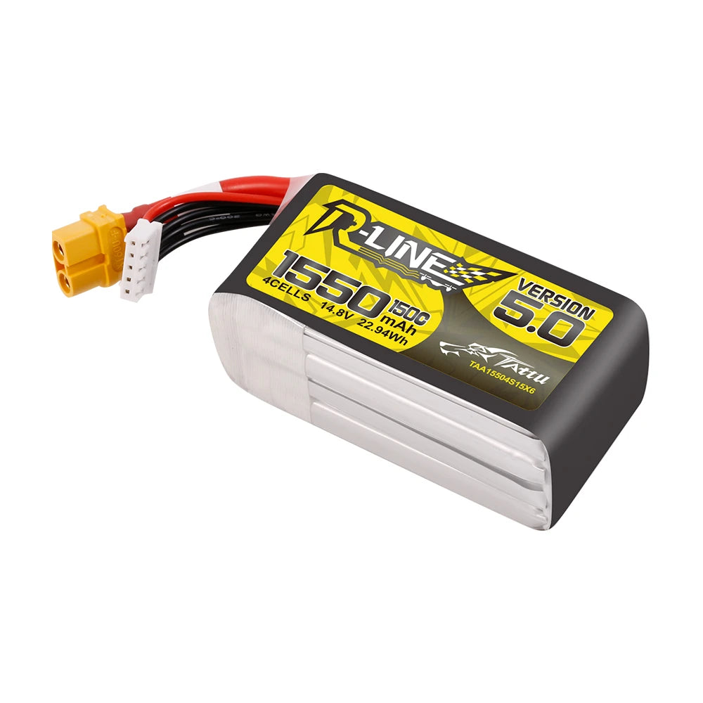 Tattu 1550mAh 4S 150C 14.8V Lipo Battery | XT60 Plug | R-Line 5.0
