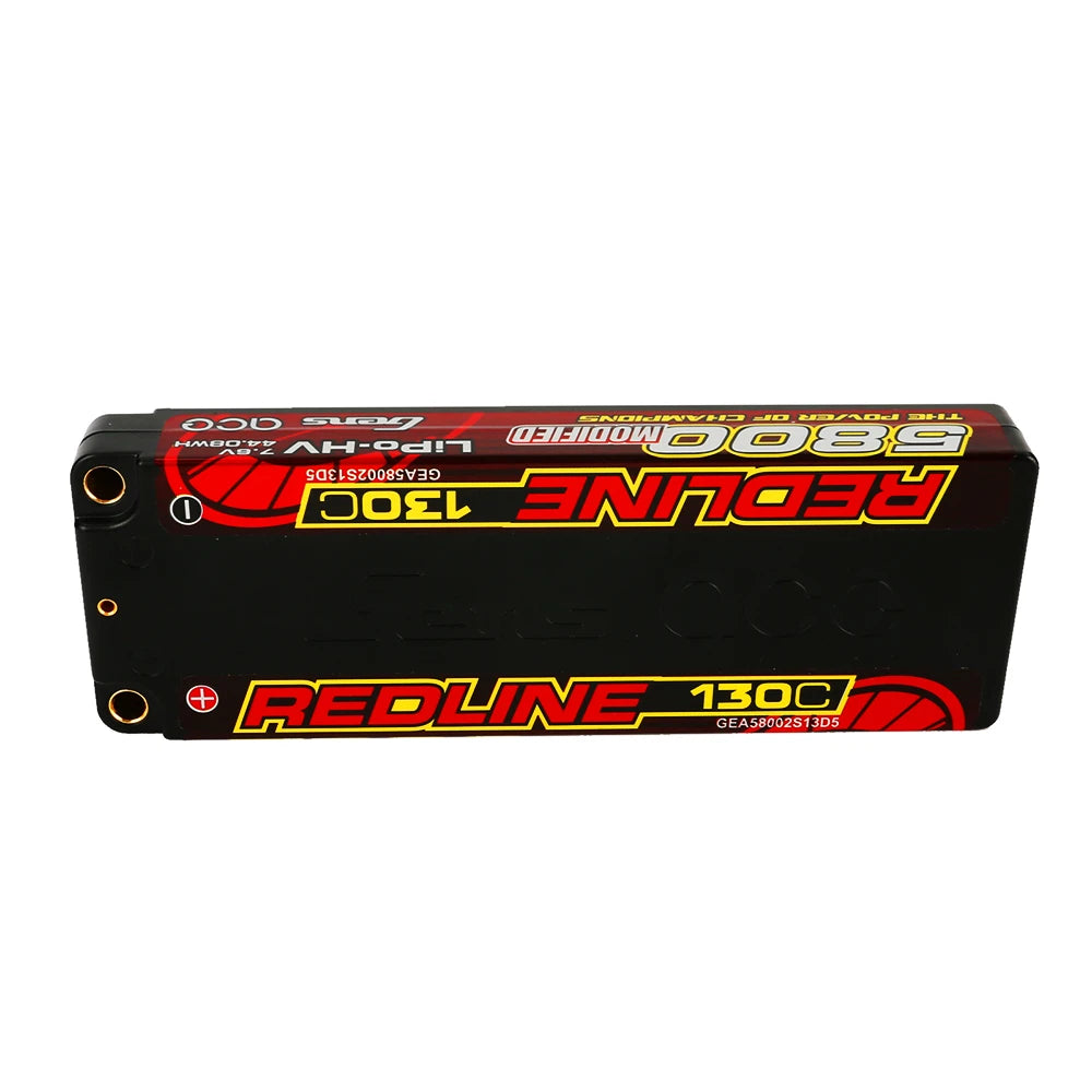 Gens ace 5800mAh 2S 130C 7.6V(HV) Lipo Battery | 5.0mm bullet | Redline 1.0
