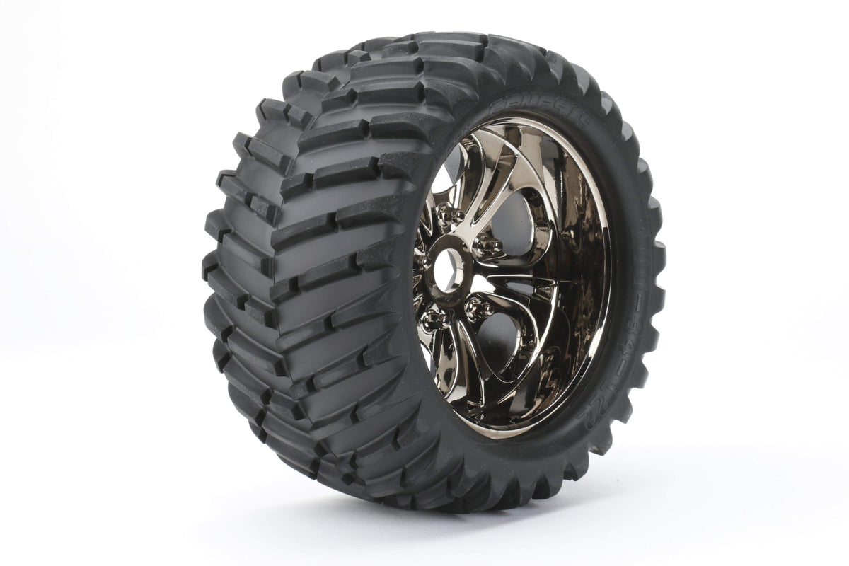 V-Pattern Wheels & Tires (Pre-Glued, 1pr), for Colossus XT