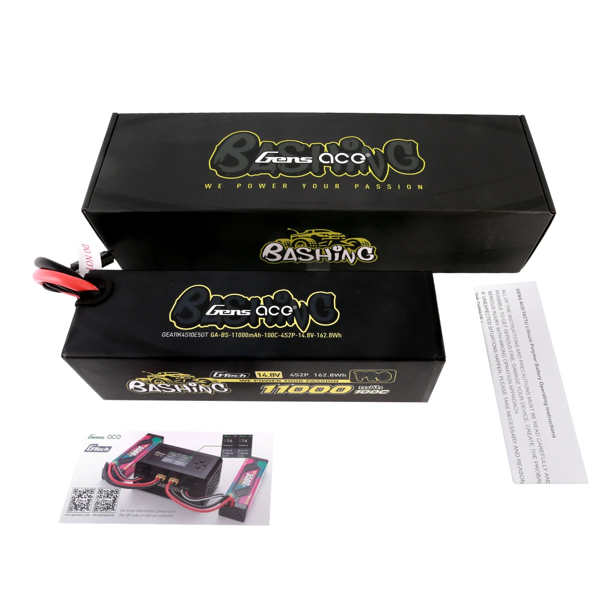 Gens ace 11000mAh 4S 100C 14.8V Lipo Battery | Hardcase | EC5 Plug | Bashing Pro