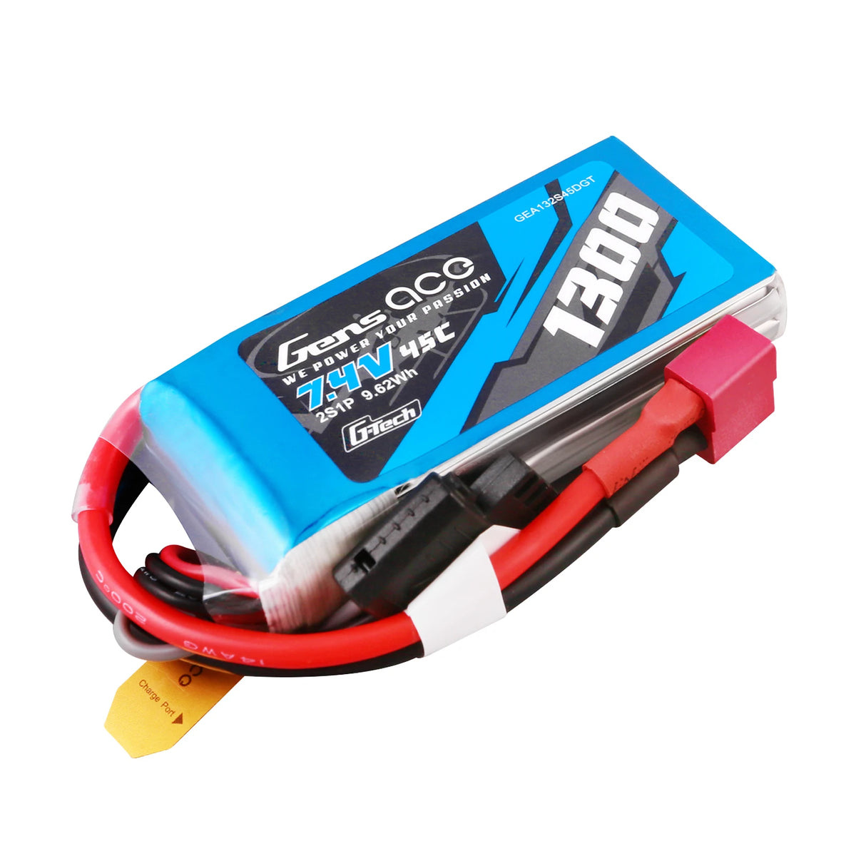 Gens ace 1300mAh 2S 45C 7.4V Lipo Battery | Deans Plug | Air Classic