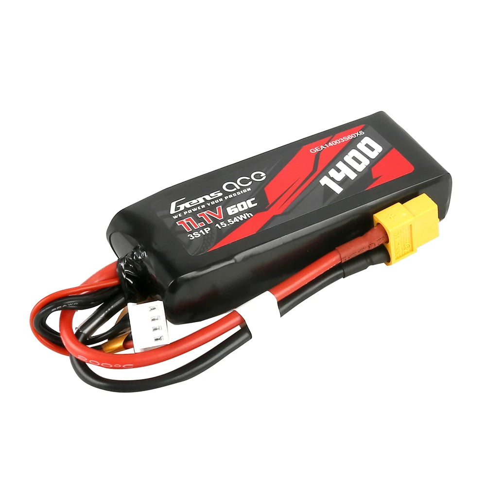 Gens ace 1400mAh 3S 60C 11.1V Lipo Battery | XT60 Plug | Car Classic (Non-G-Tech)