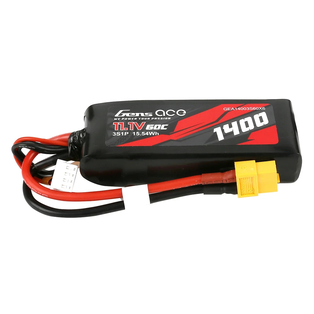Gens ace 1400mAh 3S 60C 11.1V Lipo Battery | XT60 Plug | Car Classic (Non-G-Tech)