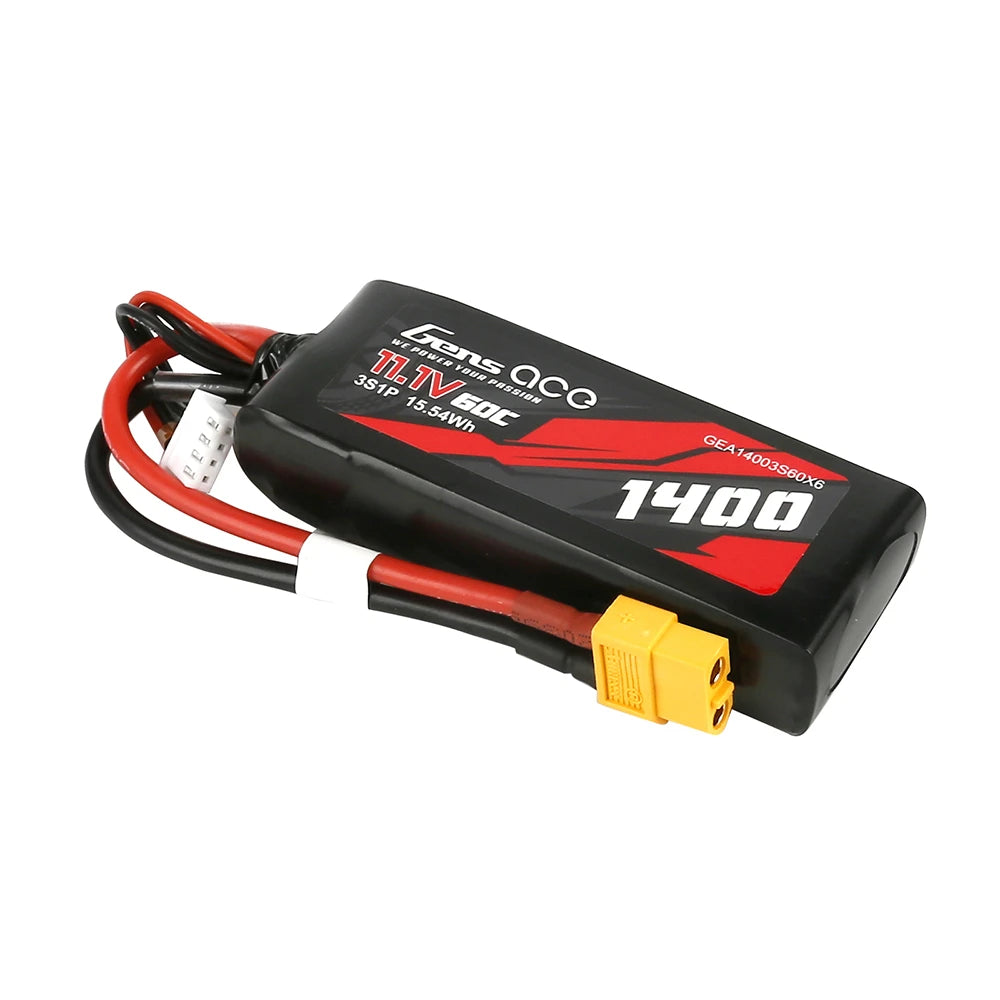 Gens ace 1400mAh 3S 60C 11.1V Lipo Battery | XT60 Plug | Car Classic (Non-G-Tech)