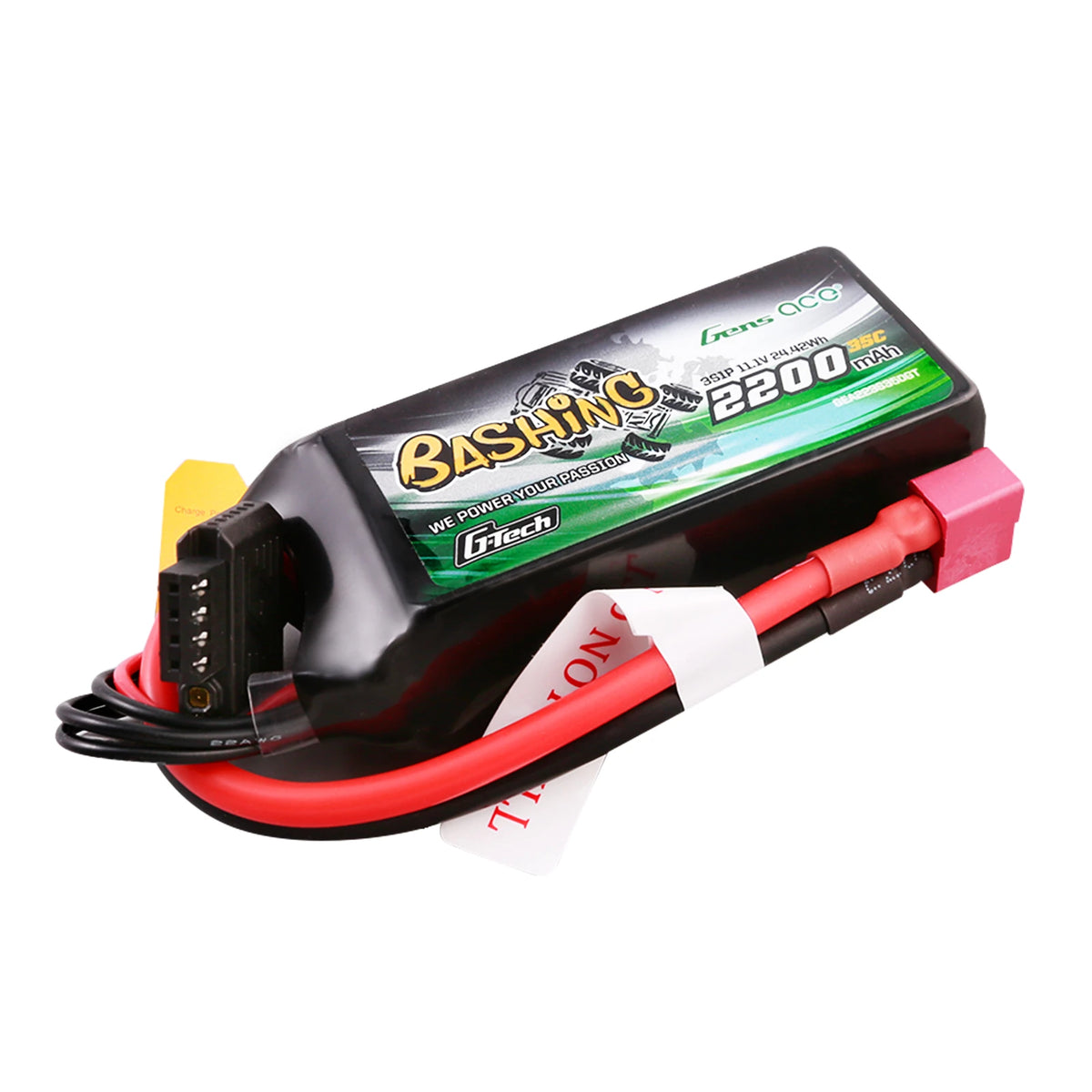 Gens ace 2200mAh 3S 35C 11.1V Lipo Battery | Deans Plug | Bashing