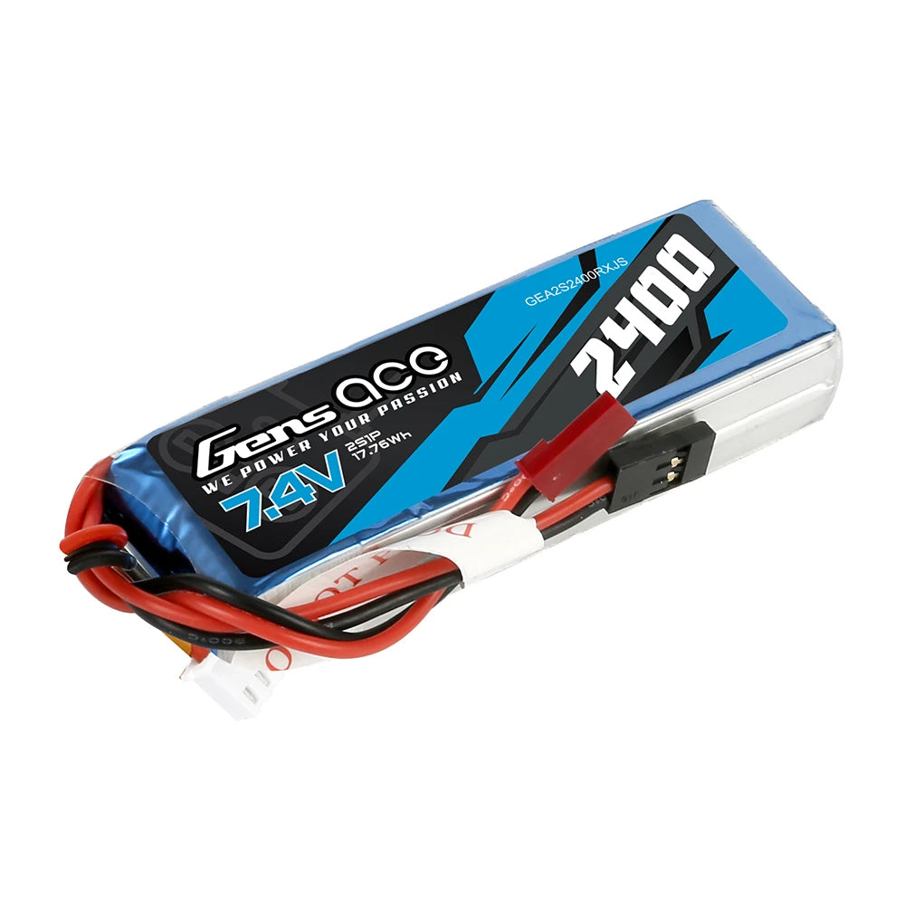 Gens ace 2400mAh 2S 7.4V Lipo Battery | JST-SYP Plug | TX&RX