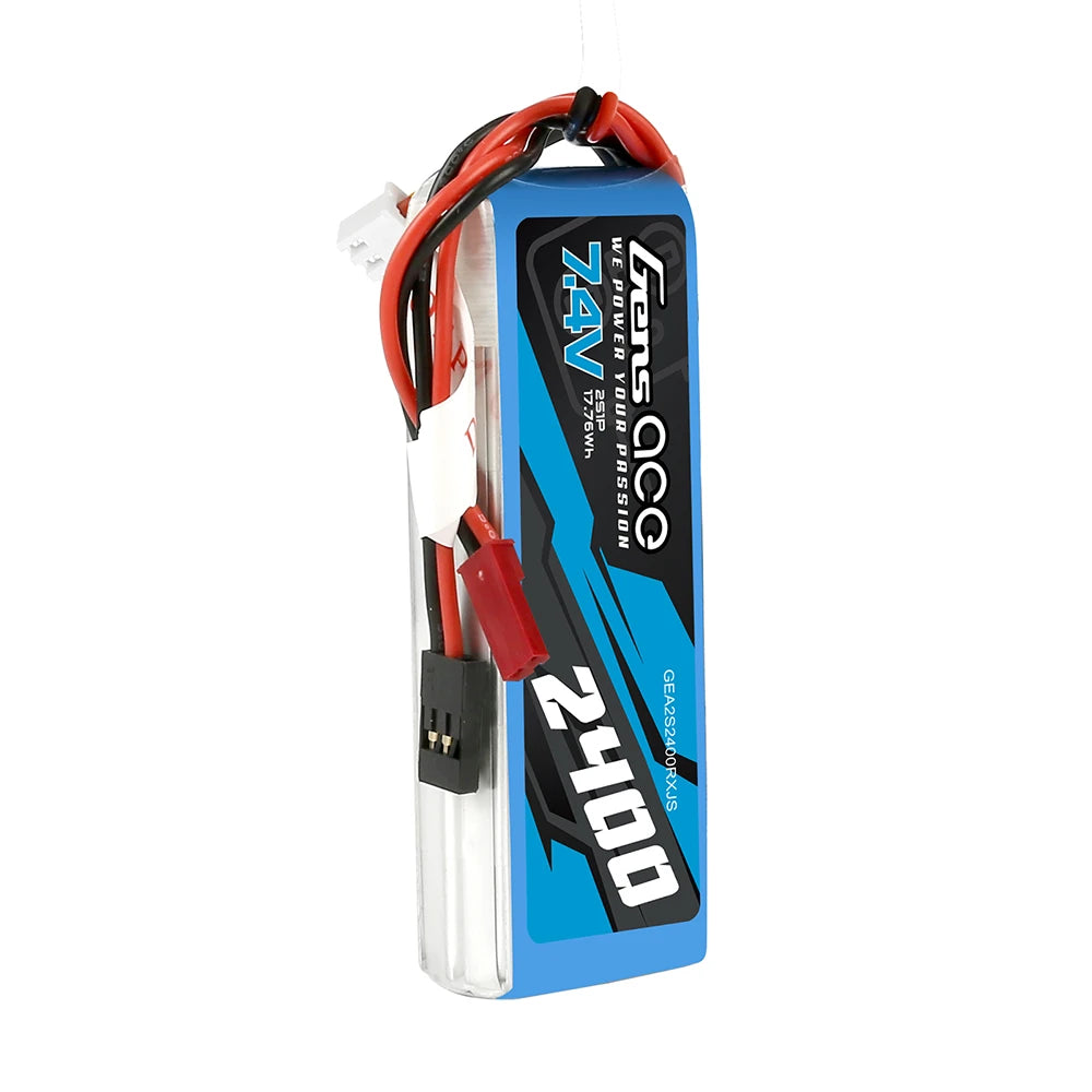 Gens ace 2400mAh 2S 7.4V Lipo Battery | JST-SYP Plug | TX&RX