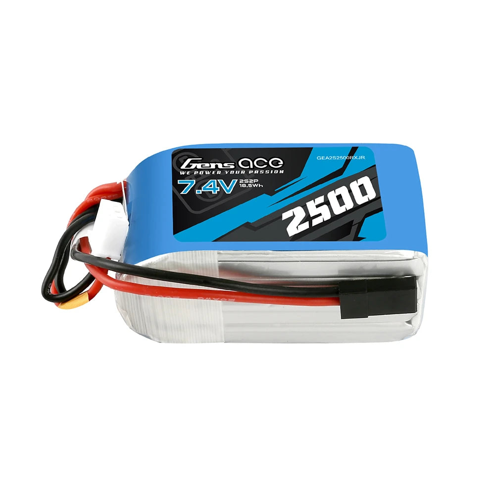 Gens ace 2500mAh 2S 7.4V Hump Lipo Battery | JR-3P Plug | TX&RX