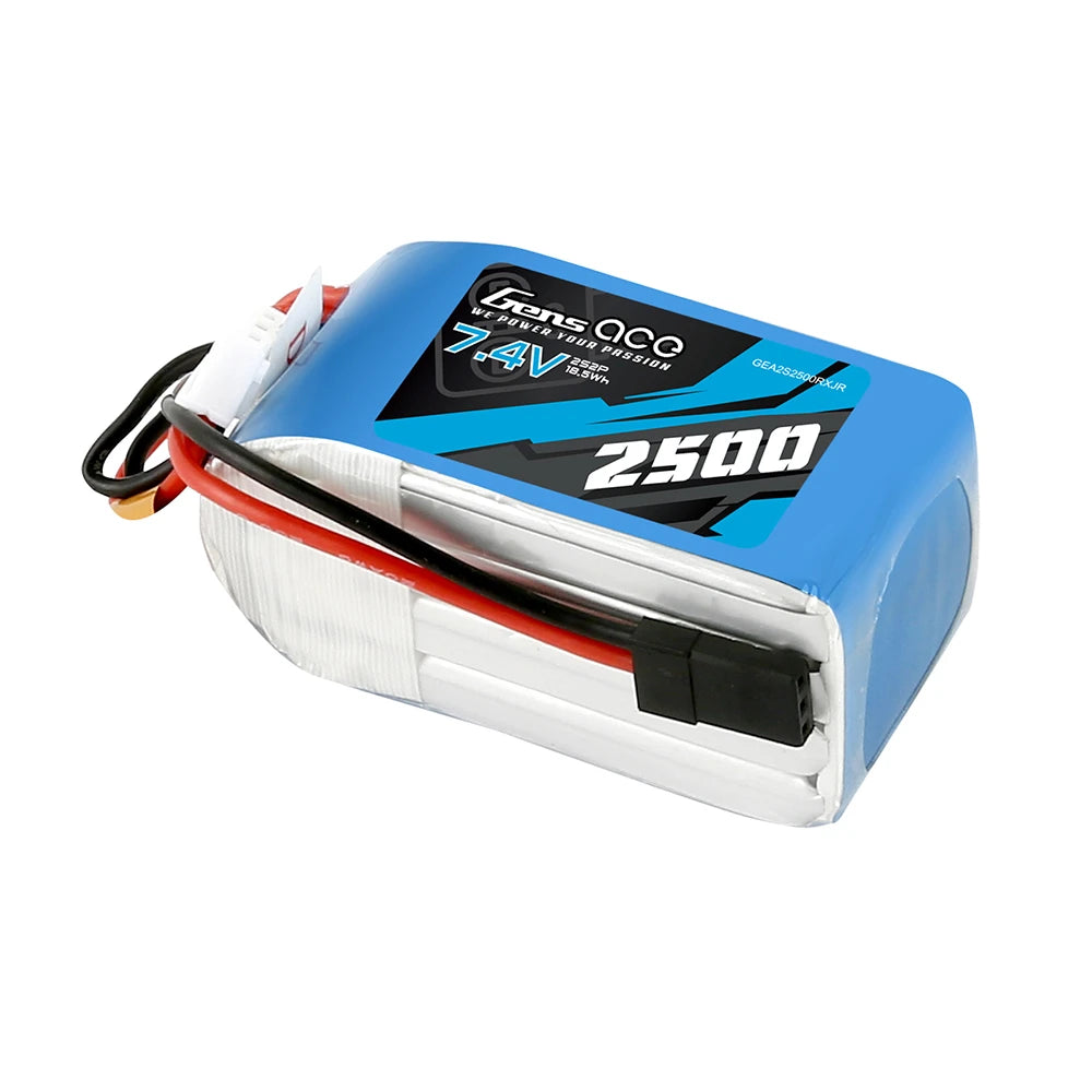 Gens ace 2500mAh 2S 7.4V Hump Lipo Battery | JR-3P Plug | TX&RX