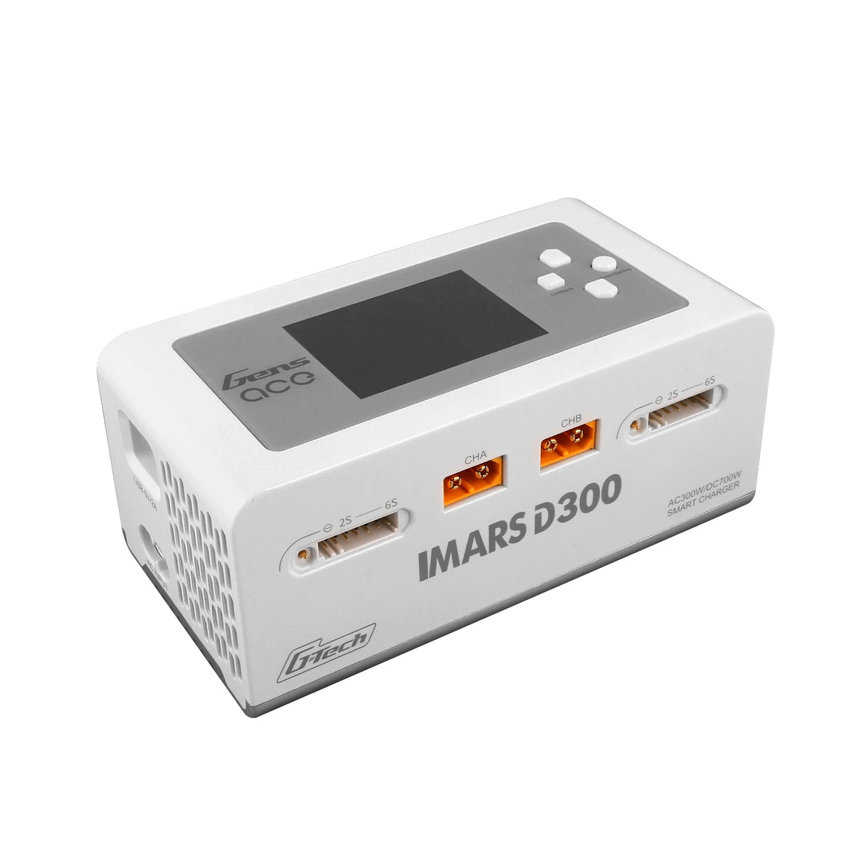 Gens ace iMars D300 Smart Charger | AC 300W + DC 700W | 16A | 1-6S | 2-Channel | White
