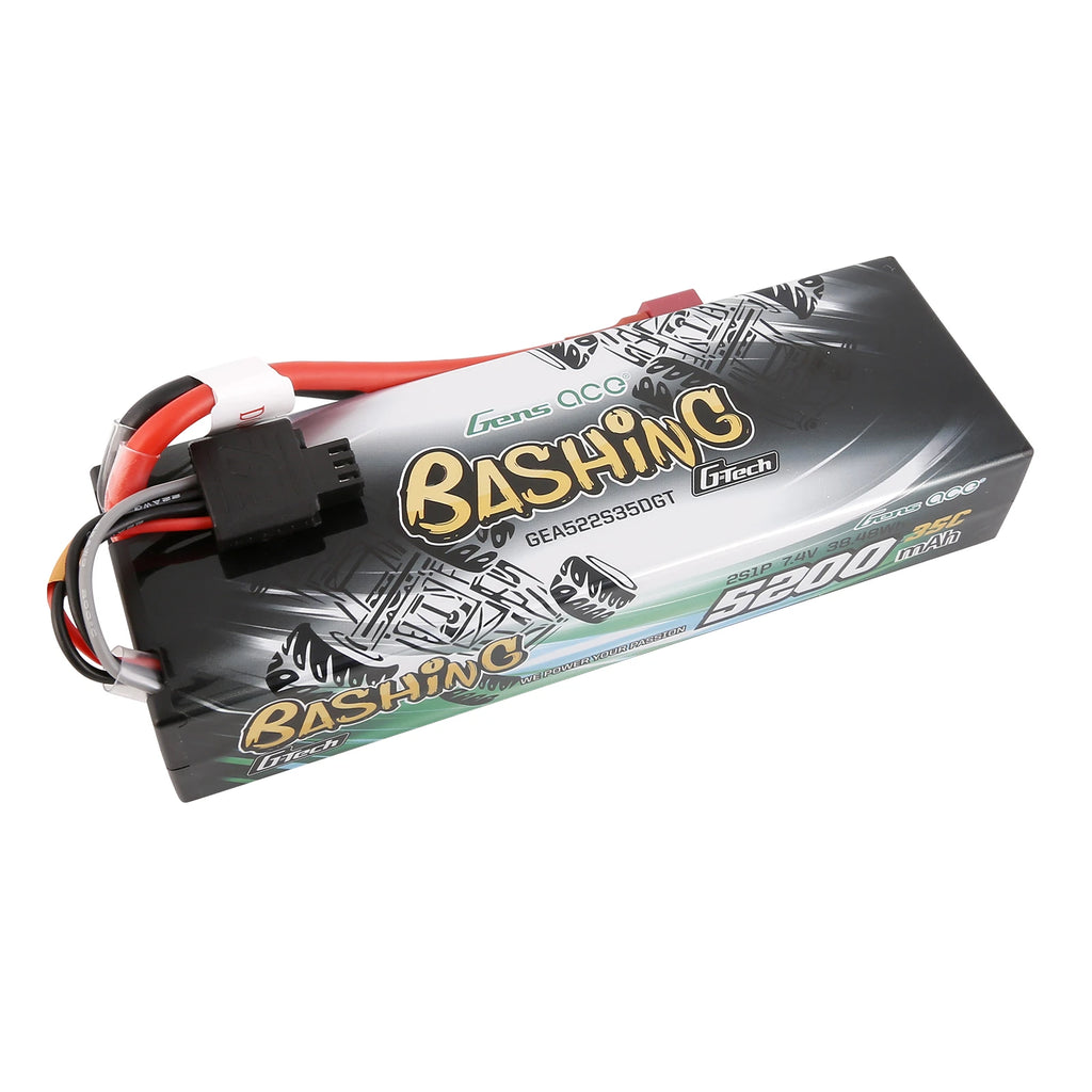 Gens ace 5200mAh 2S 35C 7.4V Lipo Battery | Hardcase | Deans Plug | Bashing