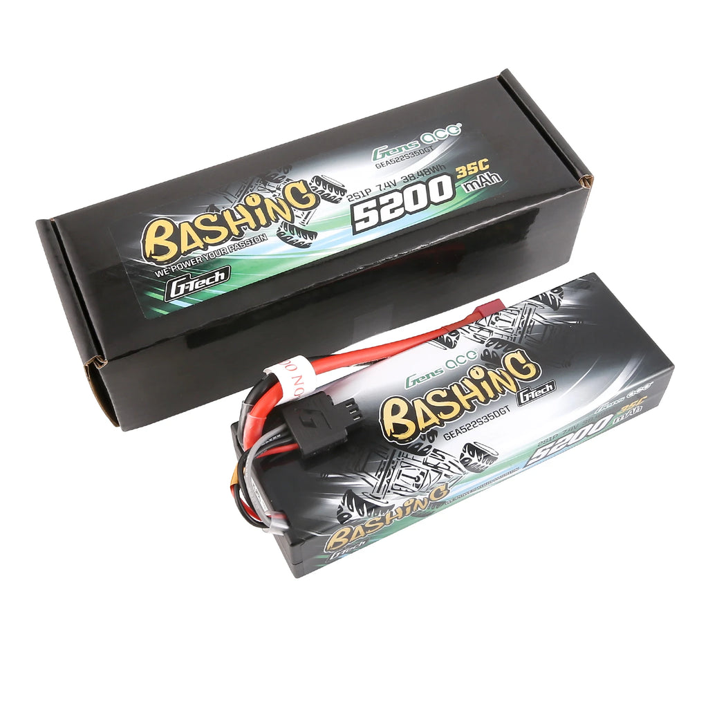Gens ace 5200mAh 2S 35C 7.4V Lipo Battery | Hardcase | Deans Plug | Bashing