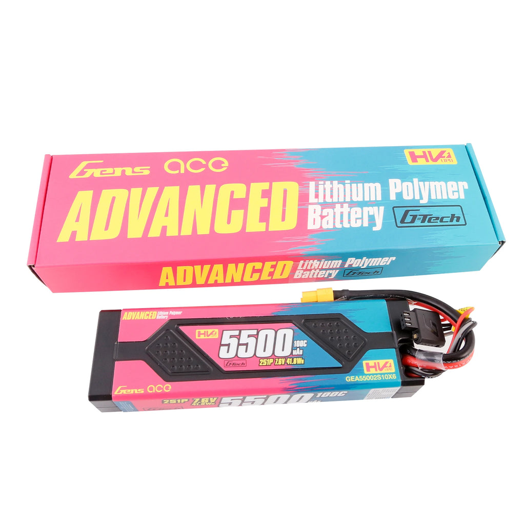 Gens ace 5500mAh 2S 100C 7.6V(HV) Lipo Battery | Hardcase | XT60 Plug | Advanced
