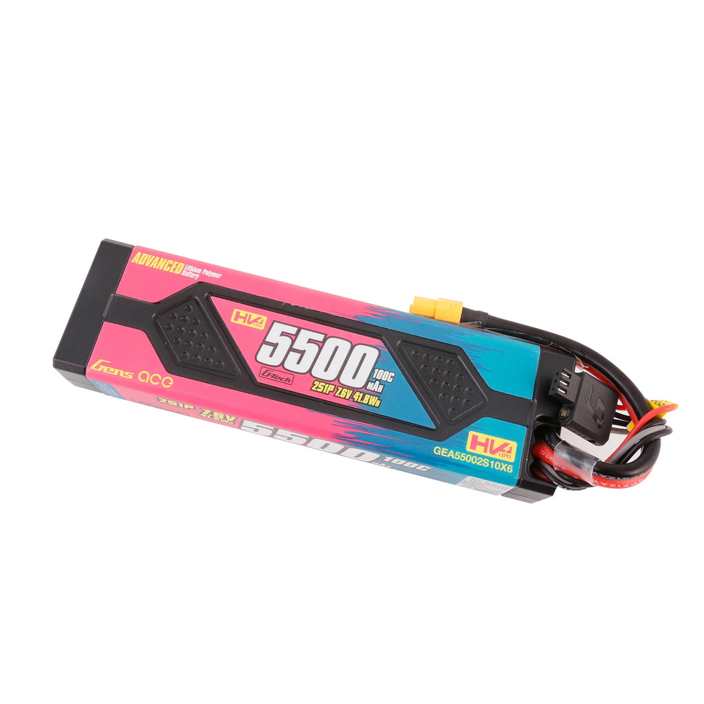Gens ace 5500mAh 2S 100C 7.6V(HV) Lipo Battery | Hardcase | XT60 Plug | Advanced