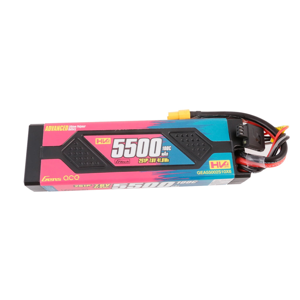 Gens ace 5500mAh 2S 100C 7.6V(HV) Lipo Battery | Hardcase | XT60 Plug | Advanced