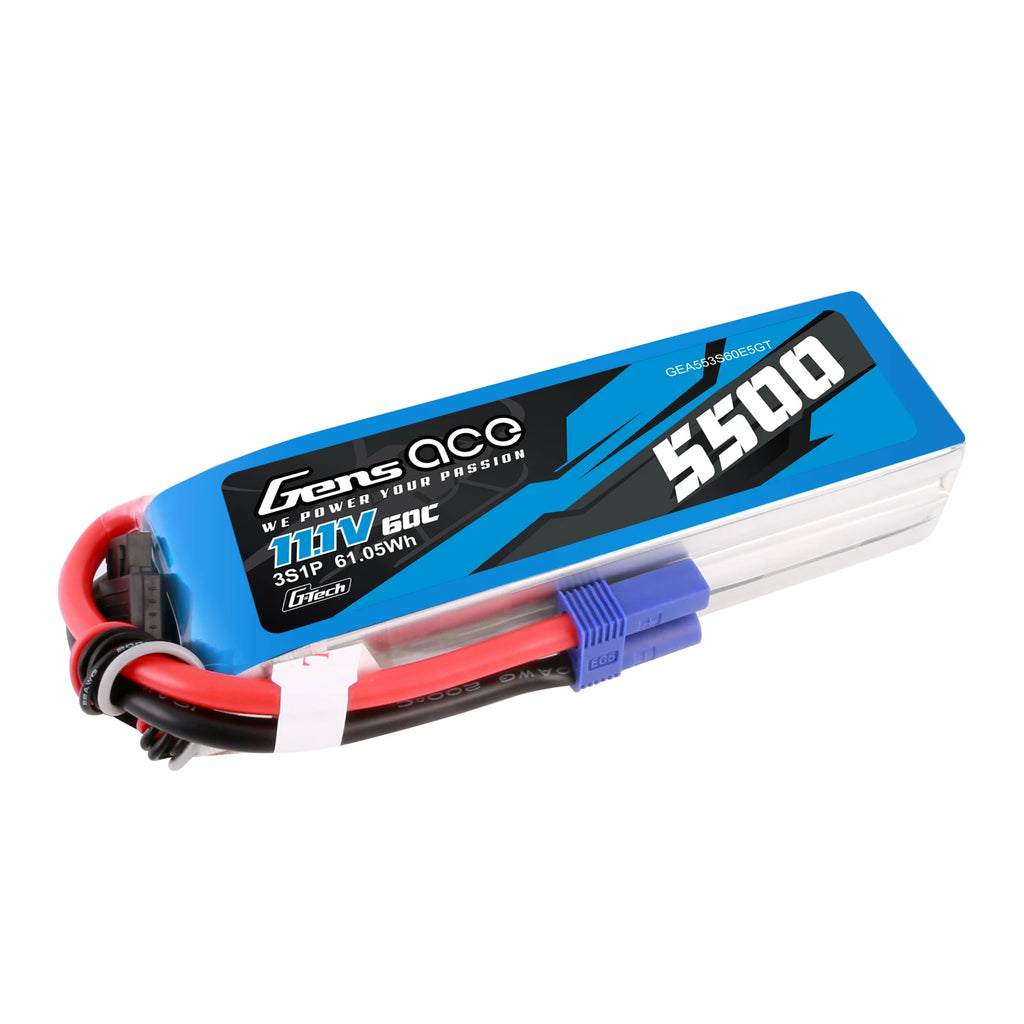 Gens ace 5500mAh 3S 60C 11.1V Lipo Battery | EC5 Plug | Air Classic