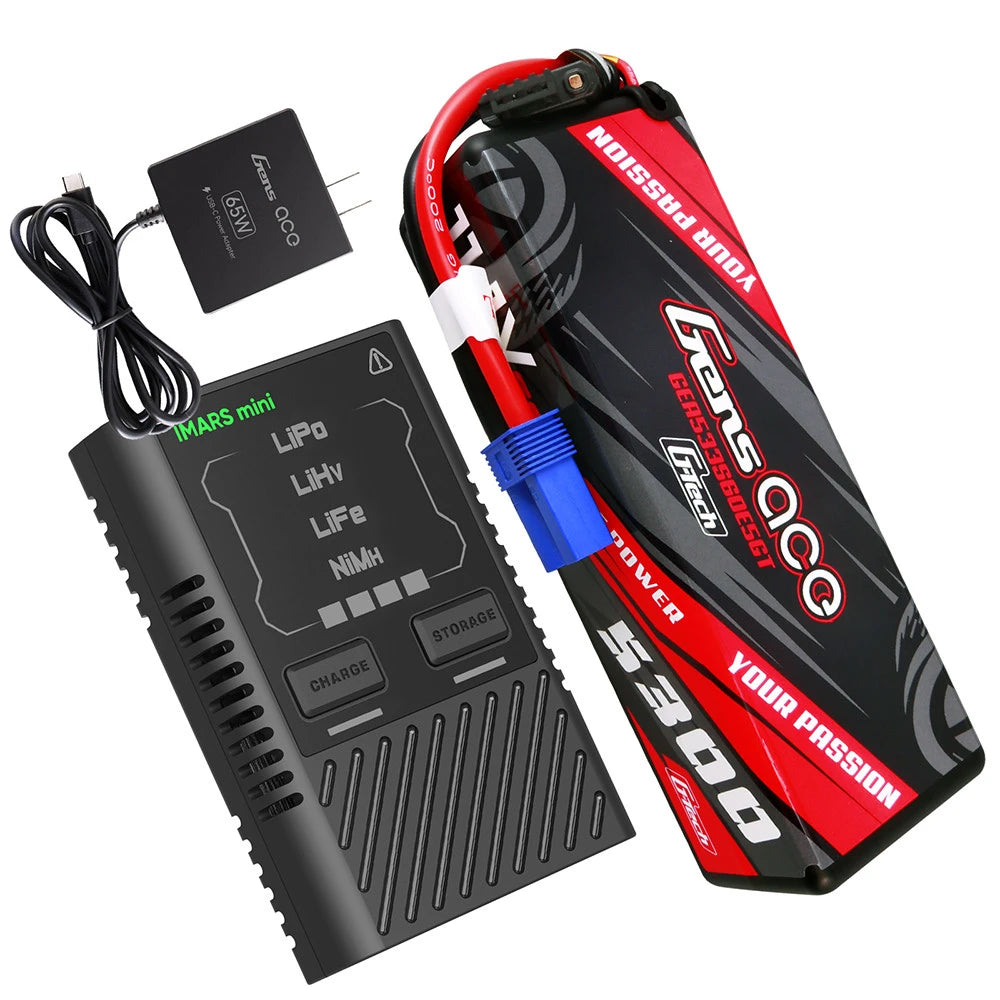 Gens ace 5300mAh 3S 60C Lipo + iMars mini Charger [Combo]