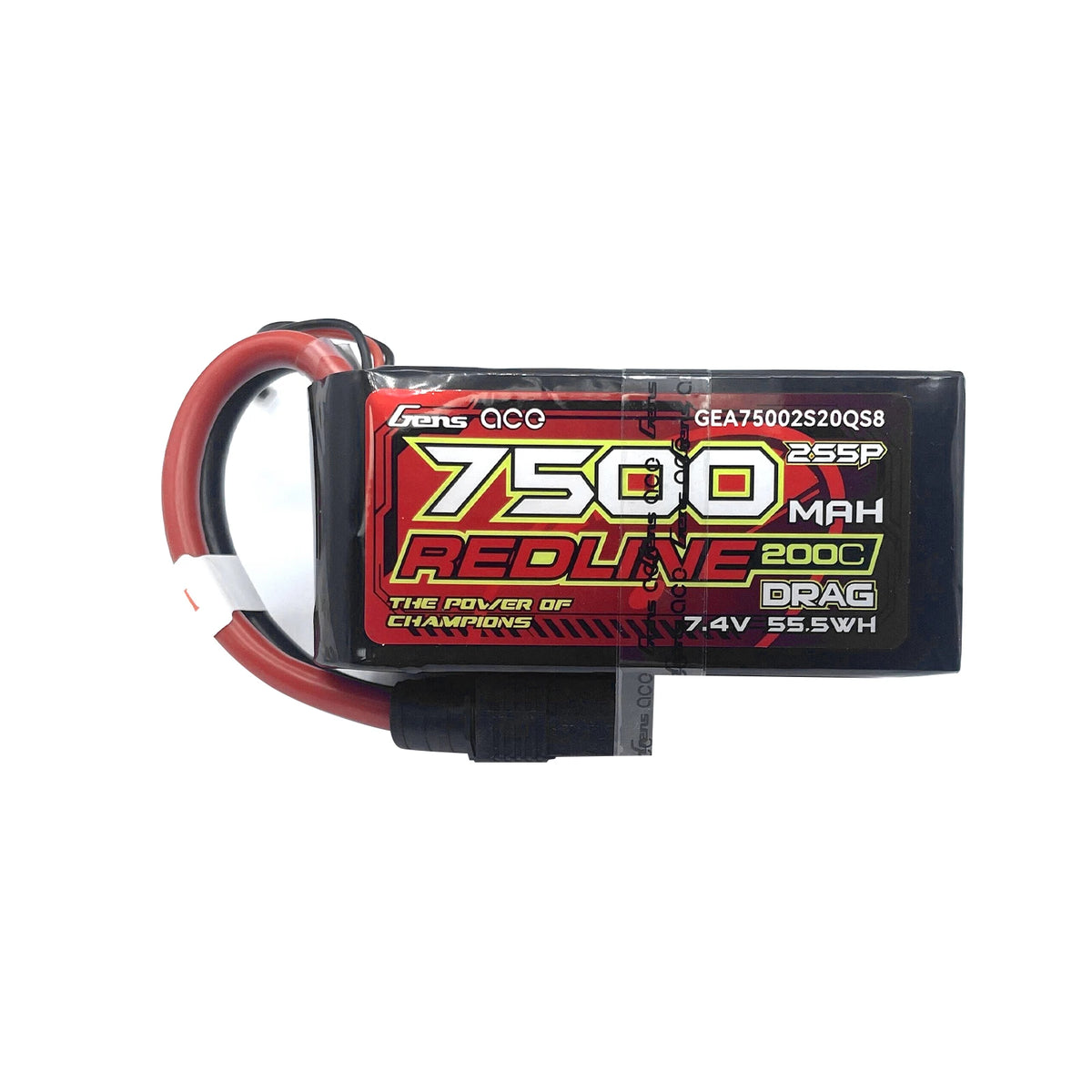 Gens ace 7500mAh 2S 200C 7.4V Lipo Battery | QS8 Plug | Redline 1.0