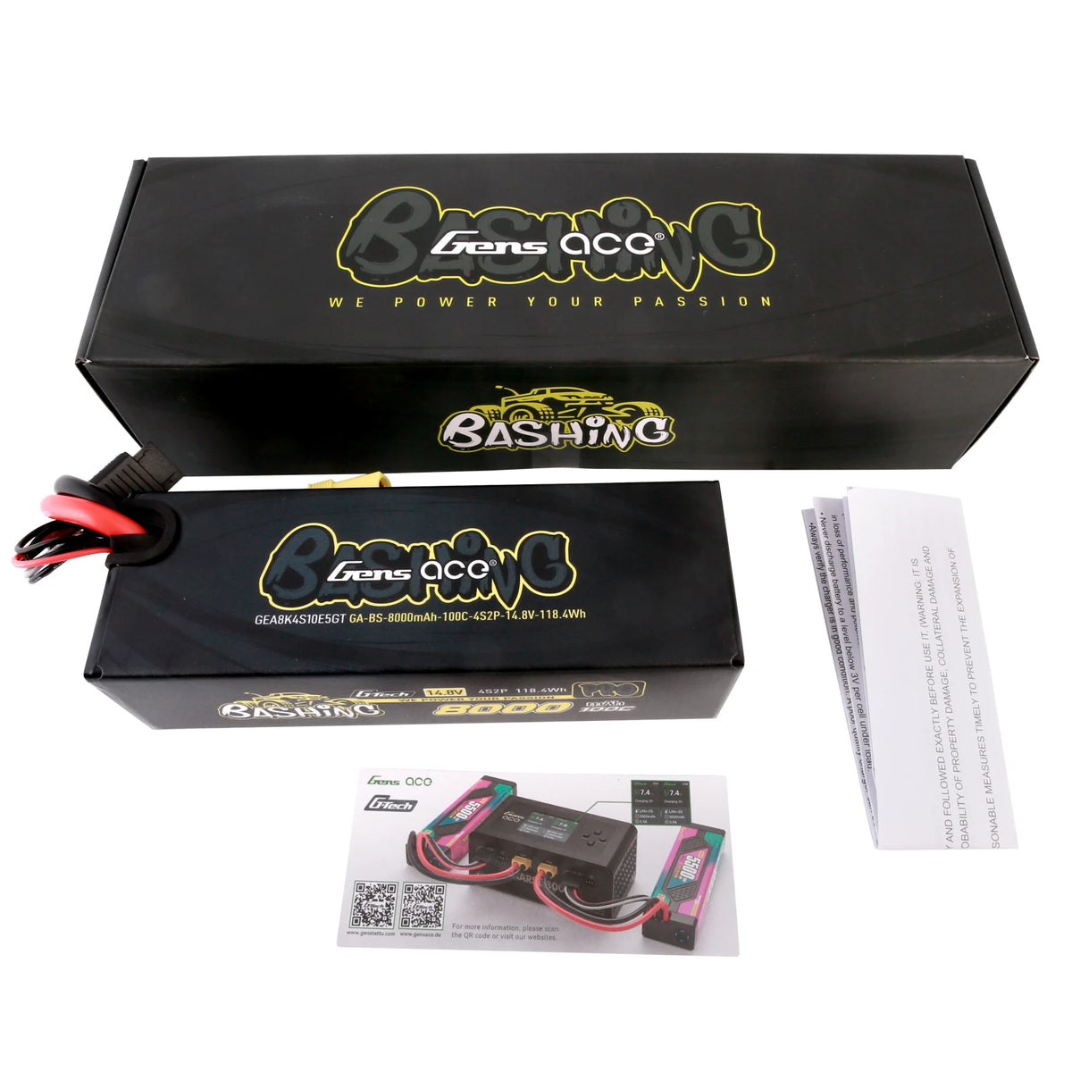 Gens ace 8000mAh 4S 100C 14.8V Lipo Battery | Hardcase | EC5 Plug | Bashing Pro