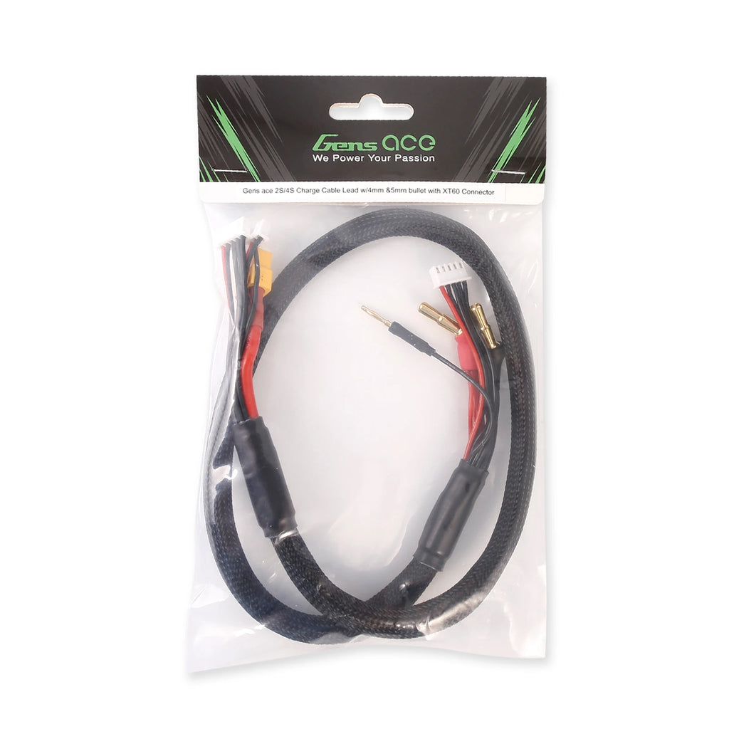 Gens Ace 2S/4S Charge Cable: 4mm & 5mm bullet with XT60 Connector