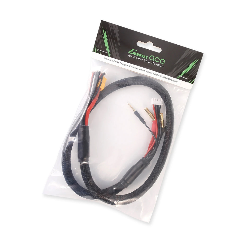 Gens Ace 2S/4S Charge Cable: 4mm & 5mm bullet with XT60 Connector