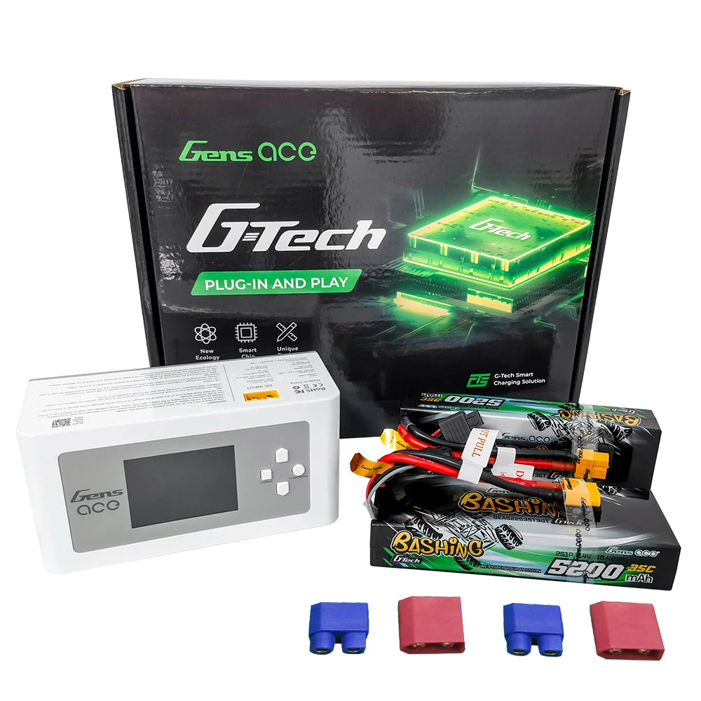 Gens Ace 5200mAh 2S 35C Lipo x2 + iMars D300 Charger [Combo]