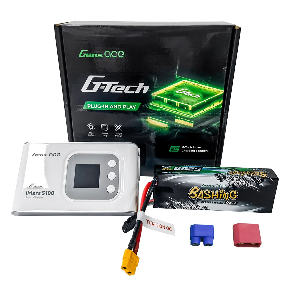 Gens Ace 5200mAh 2S 35C Lipo + iMars S100 Charger [Combo]
