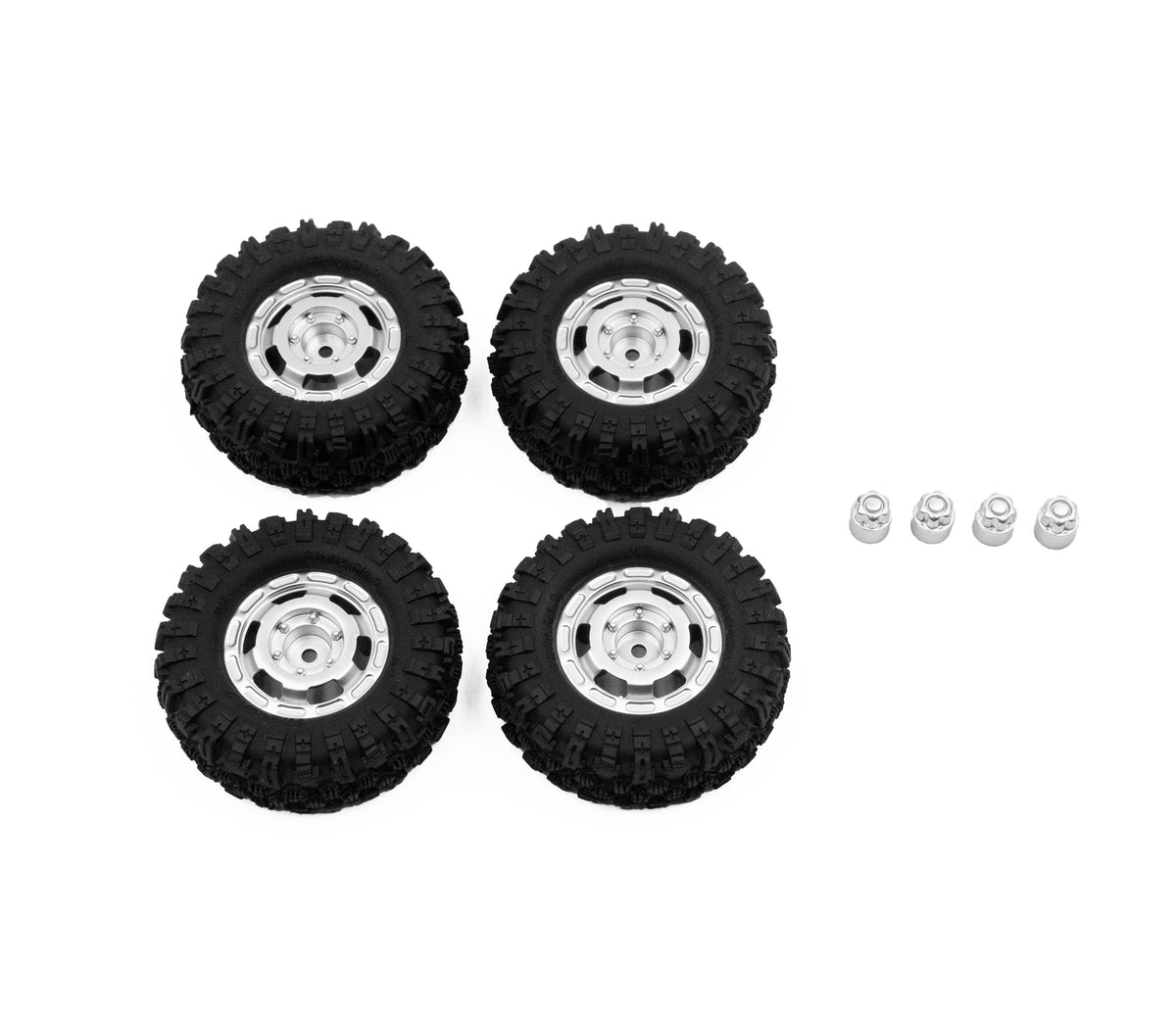 CR18P Truck Wheel/Mudder Tire Set (Satin Silver)