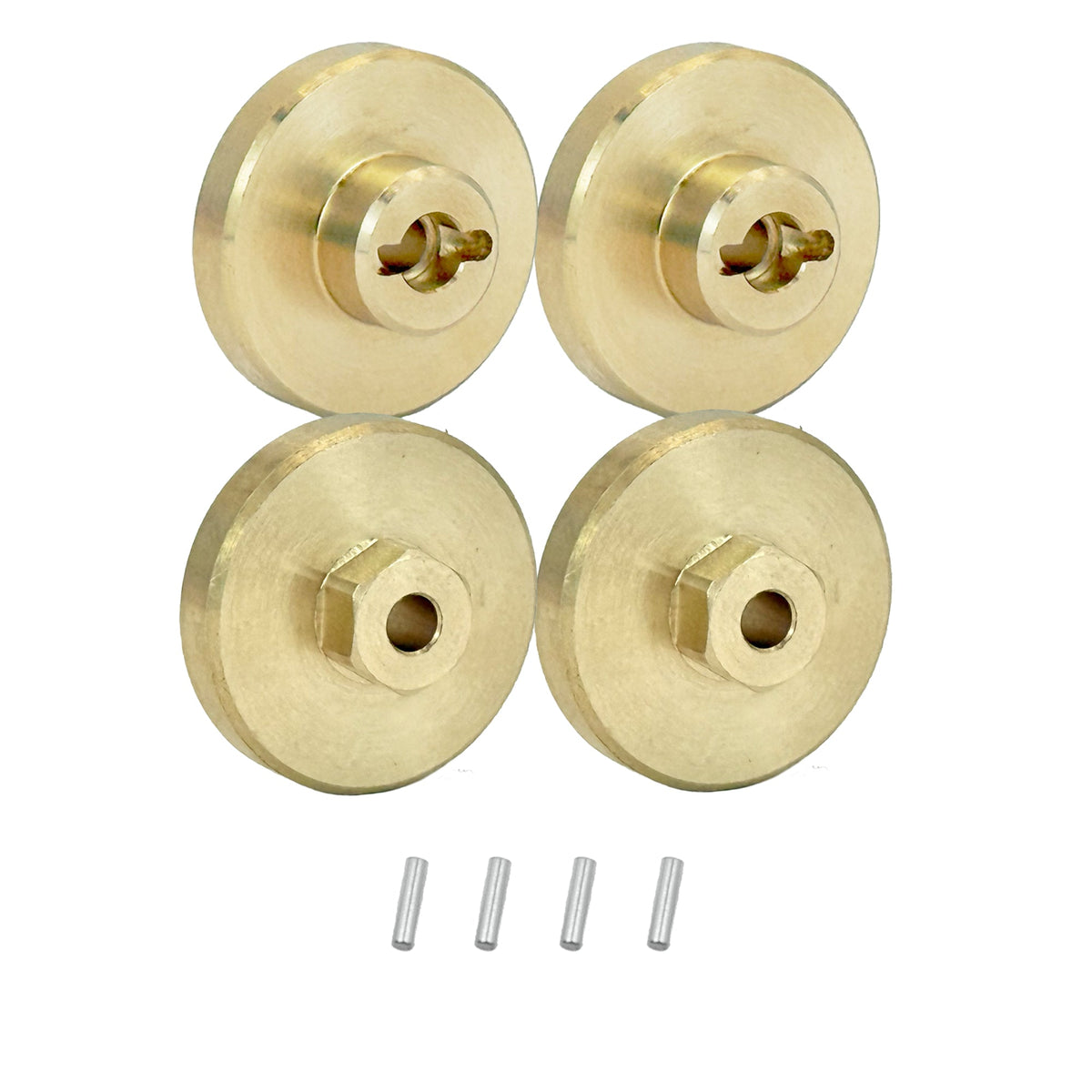 Brass +10mm Hexes and 1.5mm Pins, 4pcs