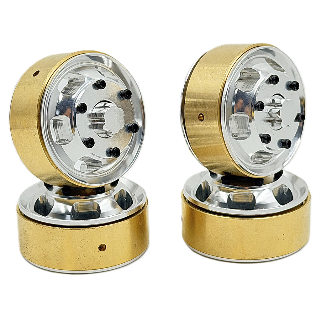 Aluminum Beadlock Wheel/ Brass Weight, Silver, 1.2"