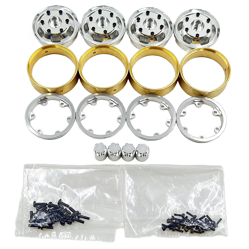 Aluminum Beadlock Wheel/ Brass Weight, Silver, 1.2"