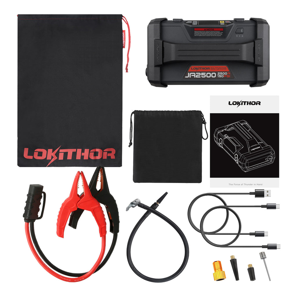 JA2500 Lokithor 12V 2500A LiFePO4 Jump Starter With 150PSI Air Inflator