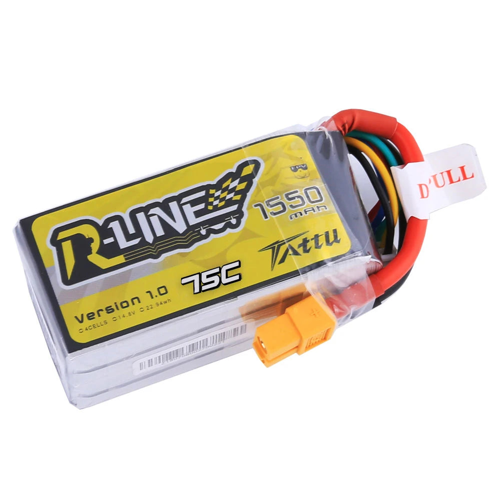 Tattu 1550mAh 4S 75C 14.8V Lipo Battery | XT60 Plug | R-Line 1.0