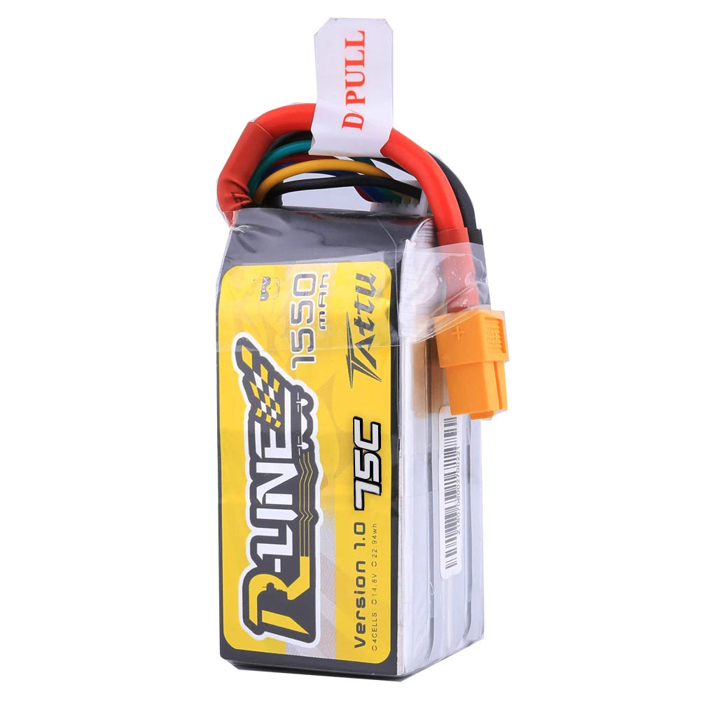 Tattu 1550mAh 4S 75C 14.8V Lipo Battery | XT60 Plug | R-Line 1.0