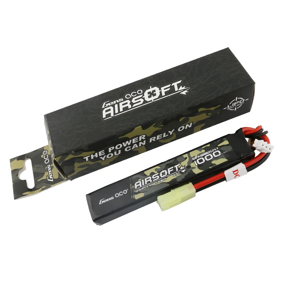 Gens ace 1000mAh 2S 25C 7.4V Lipo Battery | Tamiya Plug | Airsoft