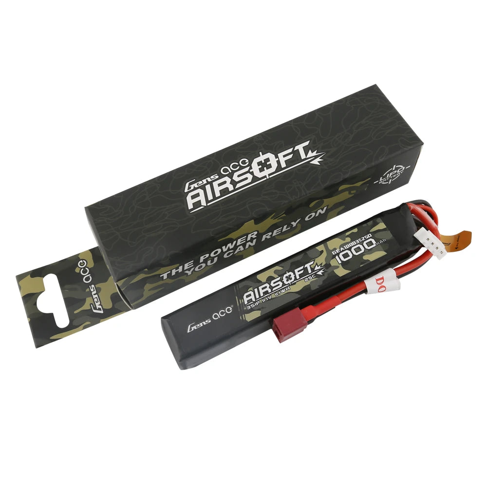 Gens ace 1000mAh 3S 25C 11.1V Lipo Battery | Deans Plug | Airsoft