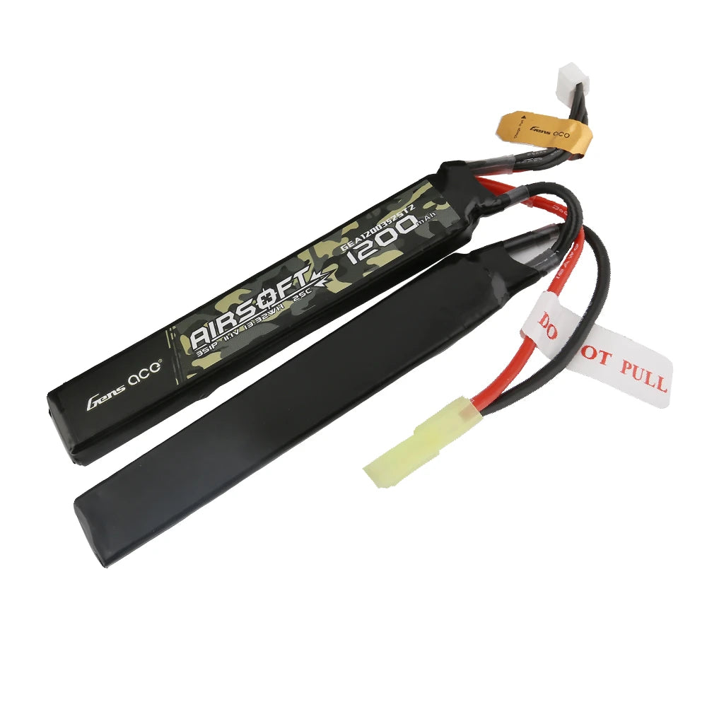 Gens ace 1200mAh 3S 25C 11.1V 2X Lipo Battery | Tamiya Plug | Airsoft