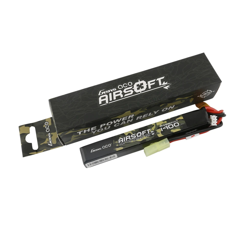 Gens ace 1400mAh 2S 25C 7.4V Lipo Battery | Tamiya Plug | Airsoft