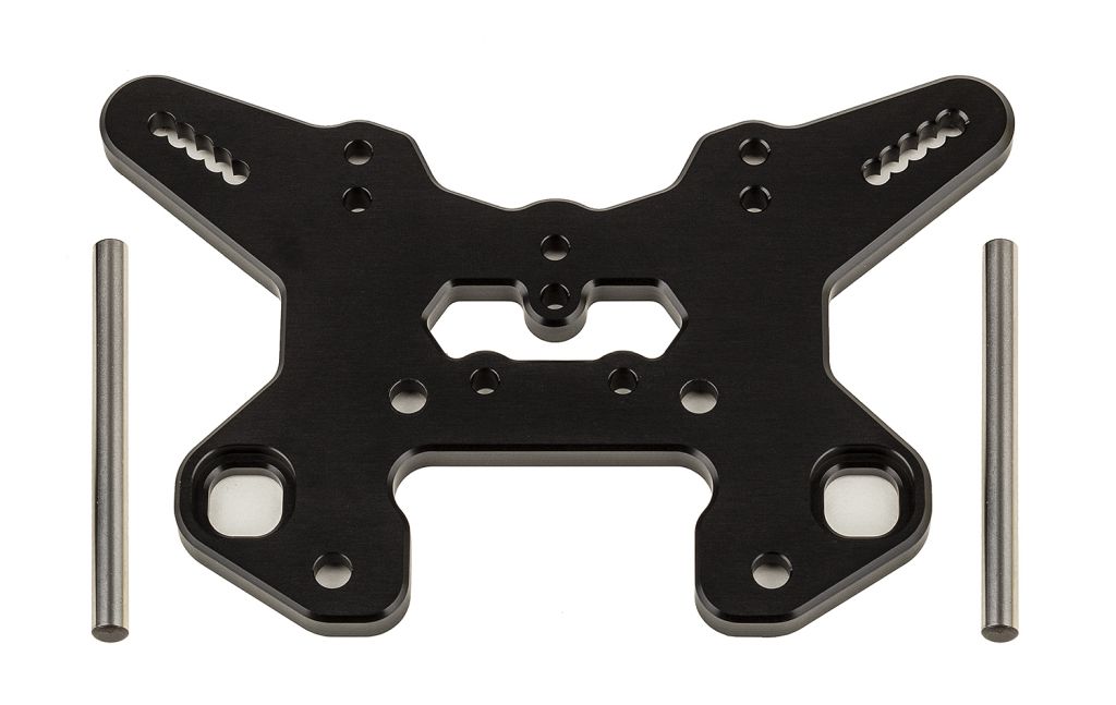 RC8T4 Front Shock Tower V2, Black Aluminum